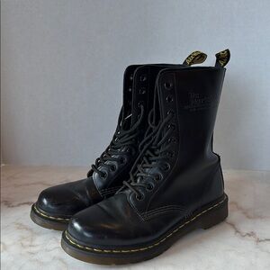 Dr. Martens Black Lace-Up Boots with Yellow Stitching